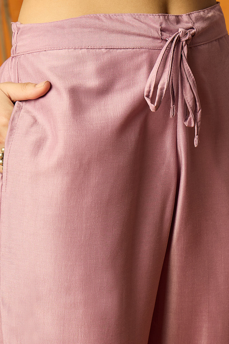 Lavender Poly Silk Straight Kurta Pant With Dupatta PKSKD1508