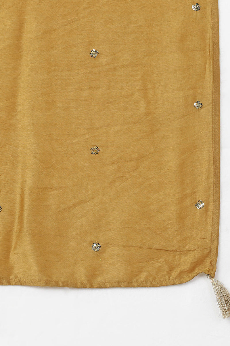 Mustard Yellow Silk Blend Ethnic Motifs Straight Suit Set PKSKD1613