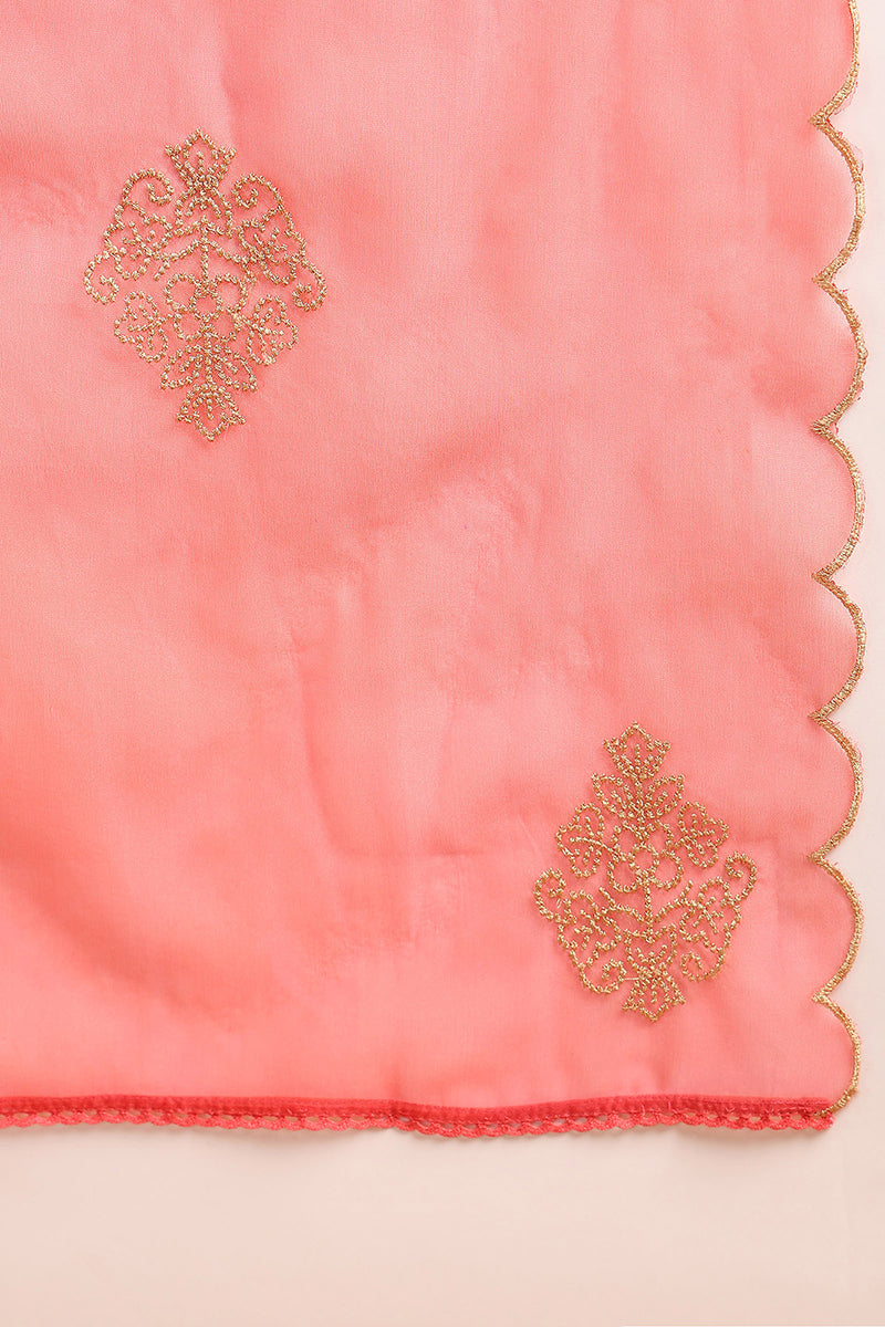 Pink Silk Blend Straight Kurta Palazzo With Dupatta PKSKD1872