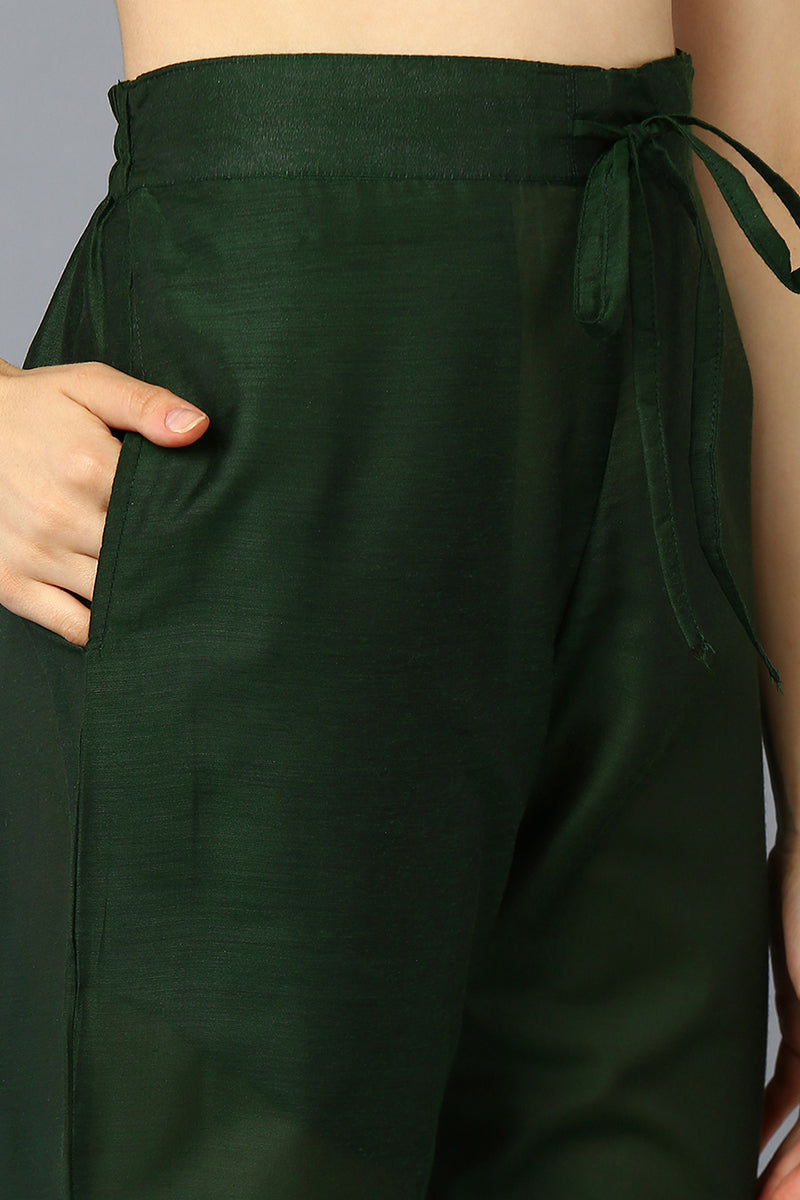 Green Silk Blend Ethnic Motifs Straight Suit Set PKSKD1953
