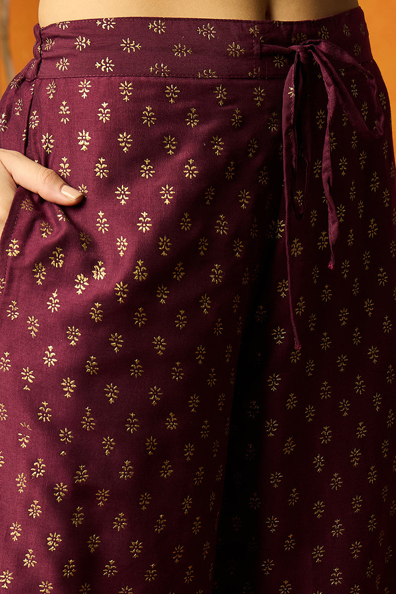Purple Silk Blend Embroidered Anarkali Suit Set PKSKD2020