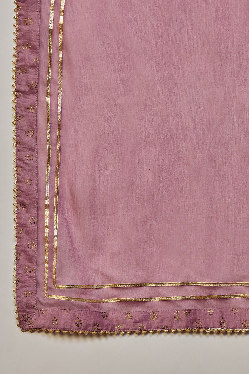 Pink Silk Blend Solid Yoke Design Zari Anarkali Style Suit Set PKSKD2039