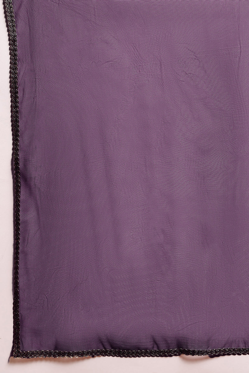 Purple Silk Blend Solid Woven Design Flared Empire Suit Set PKSKD2296