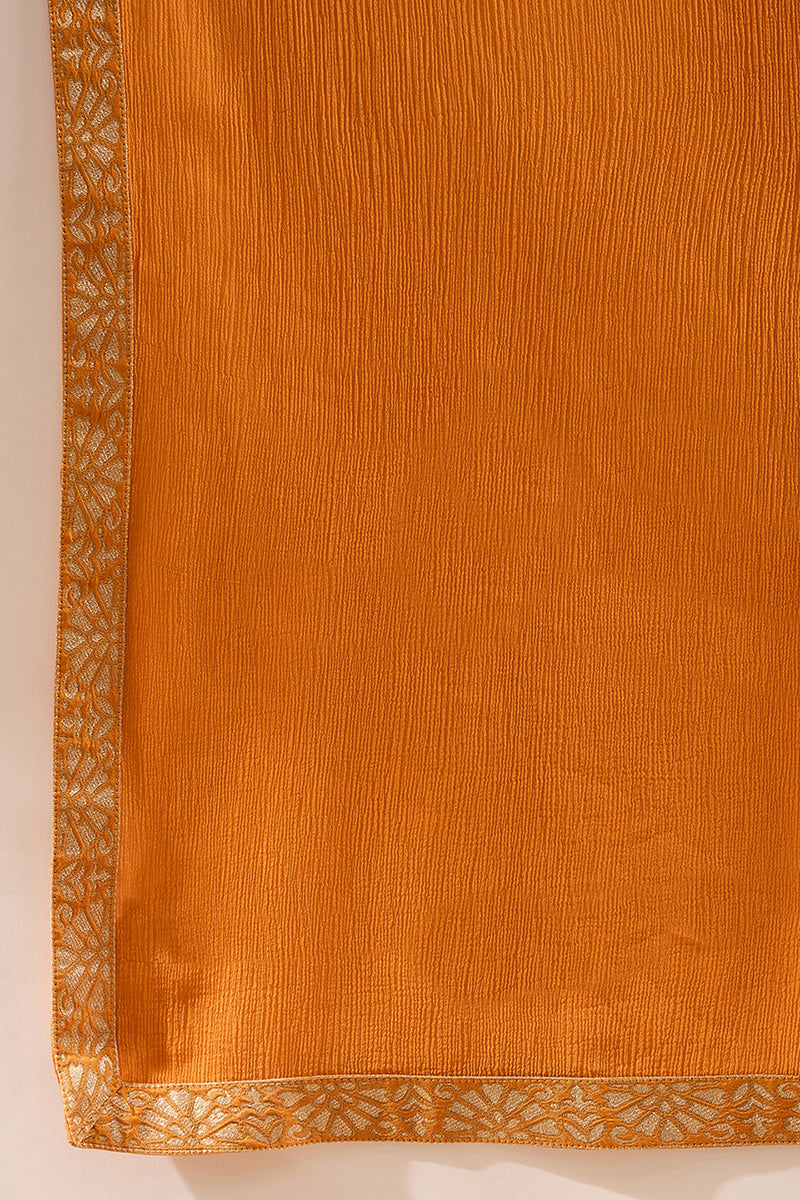 Mustard Ikat Woven Design Pure Silk Straight Suit Set PKSKD2782