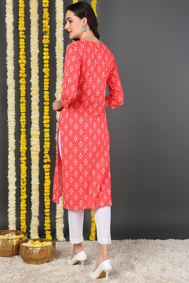 Women Cotton Simple Function Wear Pink Kurti VCK1423