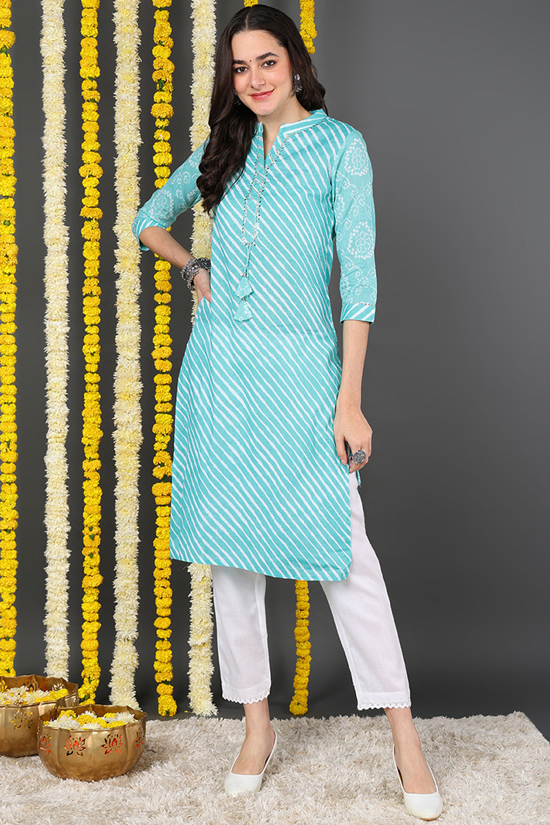 Blue Cotton Straight Kurta VCK8188