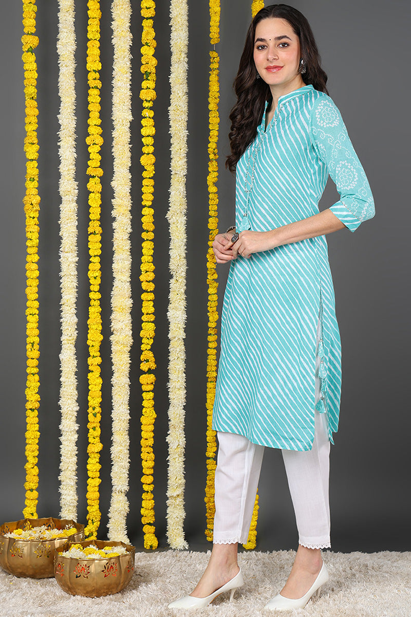 Blue Cotton Straight Kurta VCK8188