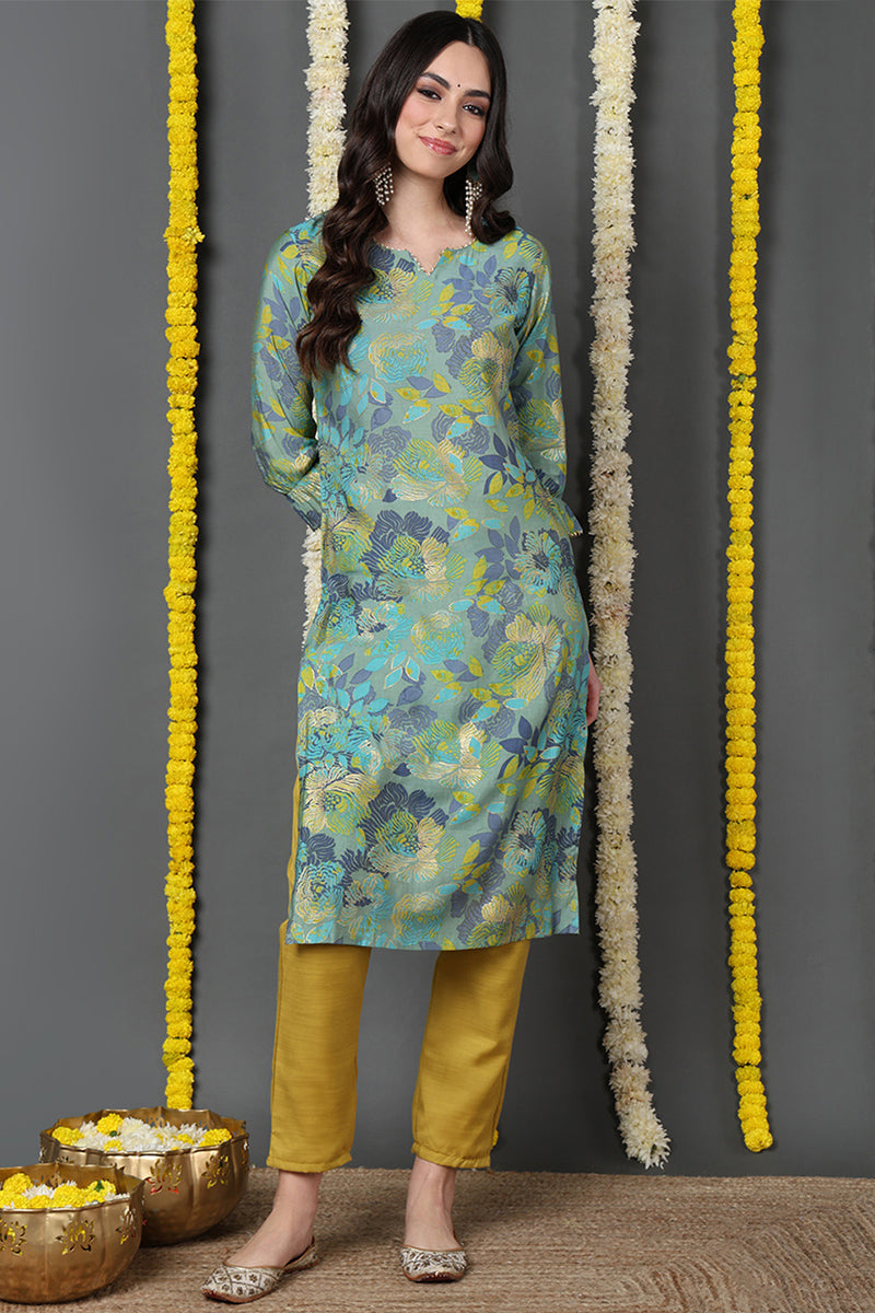 Green Poly Silk Straight Kurta VCK8668