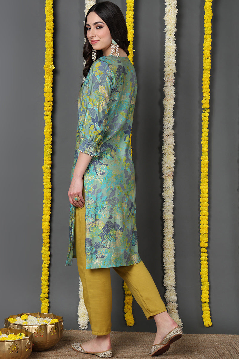 Green Poly Silk Straight Kurta VCK8668