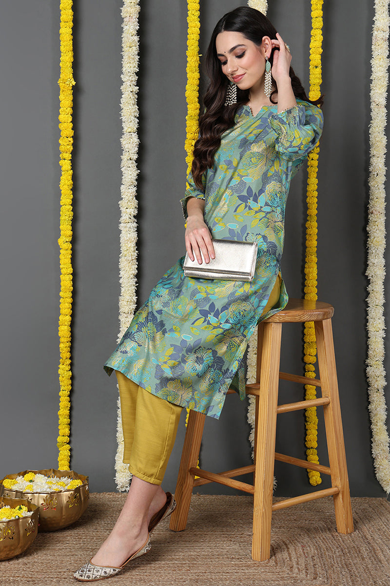 Green Poly Silk Straight Kurta VCK8668