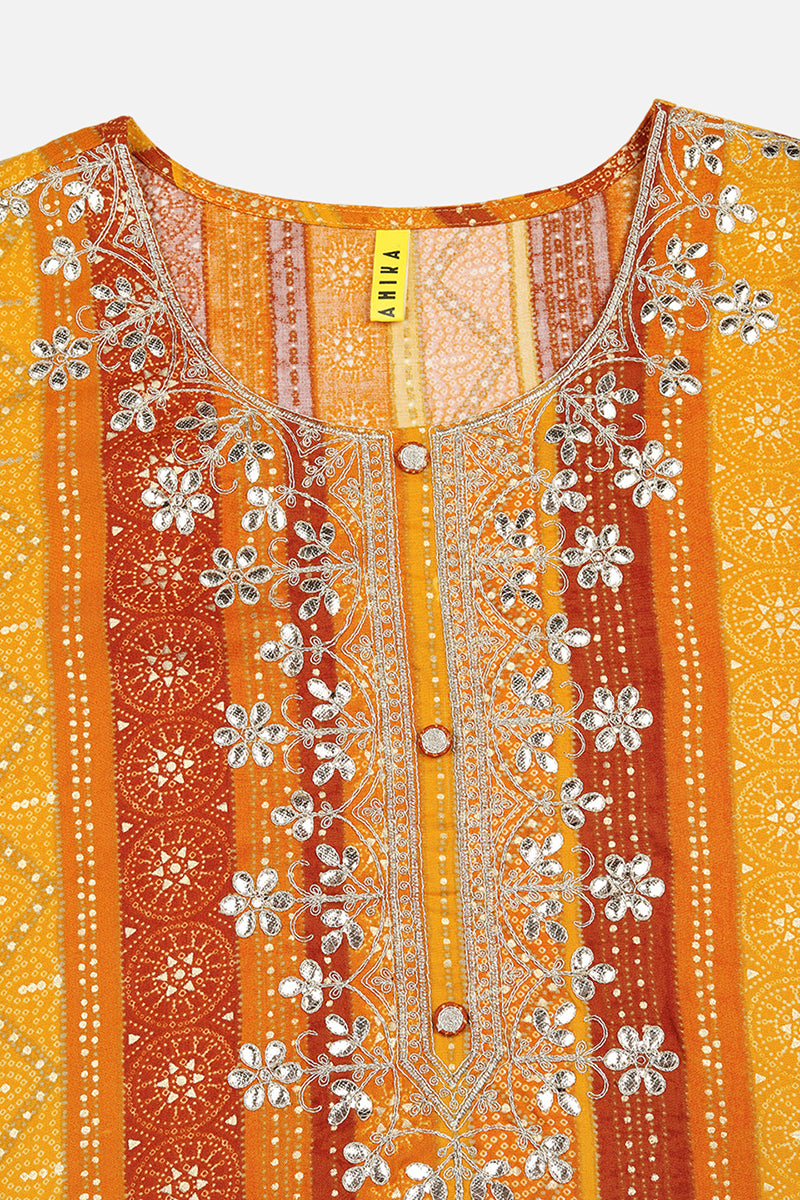 Orange Viscose Rayon Printed Straight Kurta VCK9100