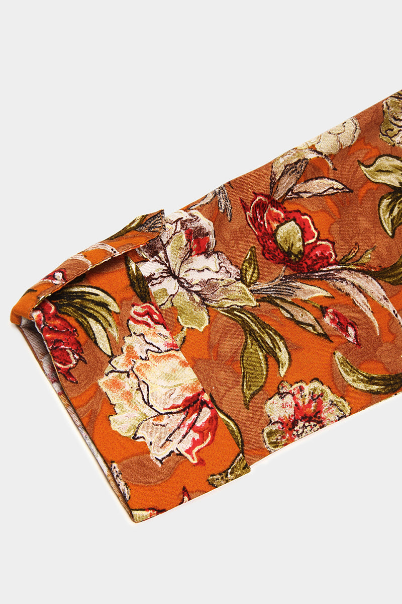 Cotton Blend Mustard Floral Printed Straight Kurta