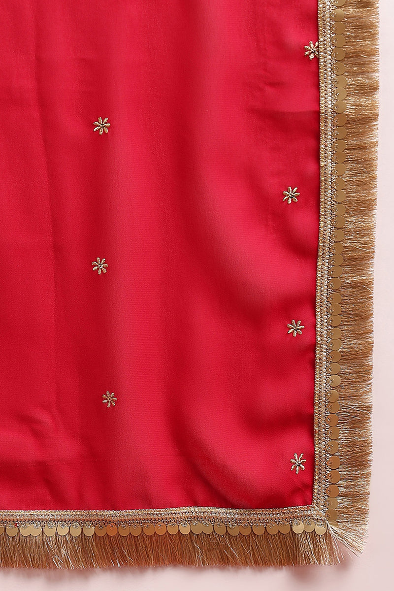 Pink Georgette Solid Embroidered Anarkali Gown with Dupatta VKSET1519PNK