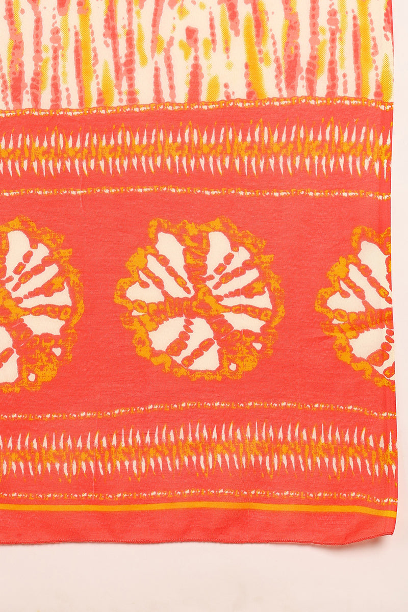 Orange Cotton Straight Kurta Pant With Dupatta VKSKD1627