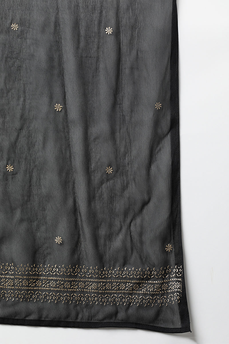 Black Silk Blend Rogan Work Flared Suit Set VKSKD1896