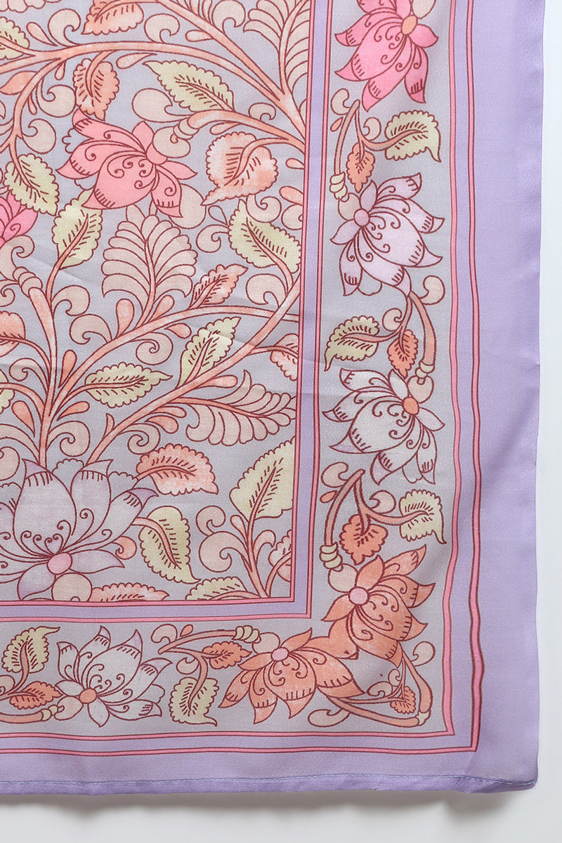 Rayon Lavender Printed Straight Kurta Pant With Dupatta VKSKD1910