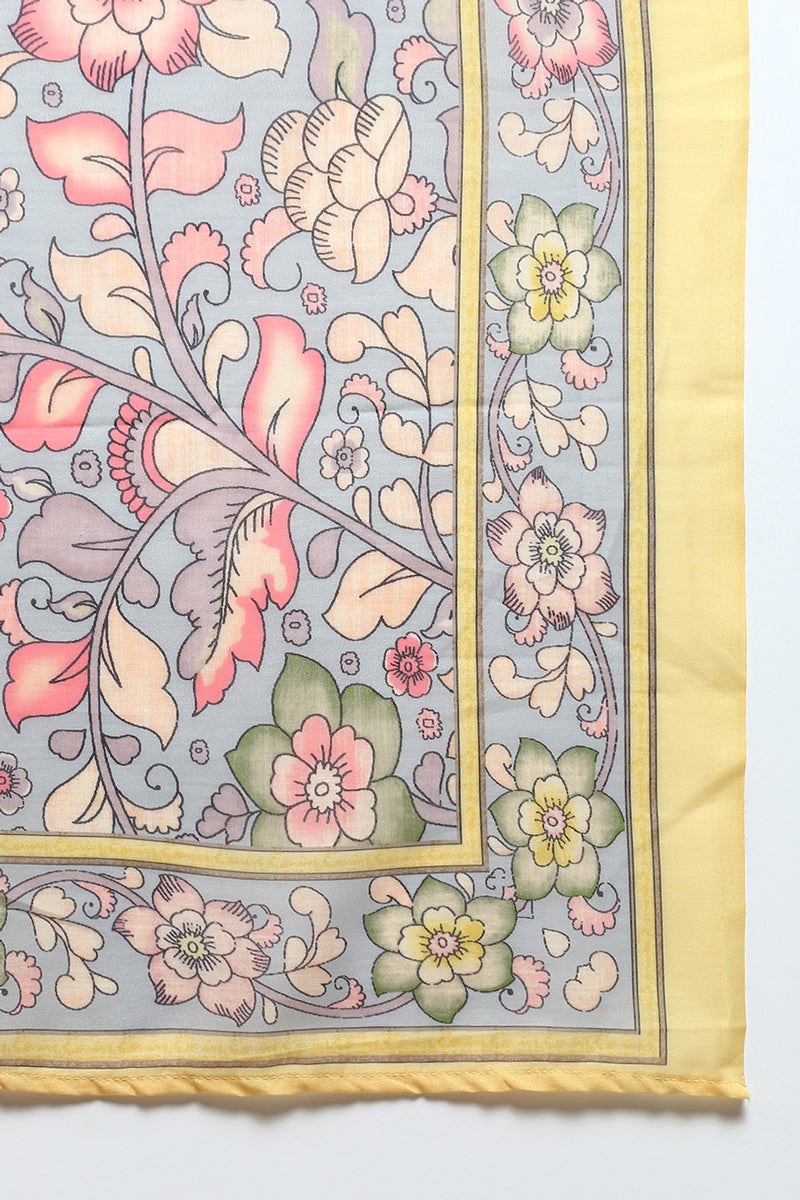 Rayon Yellow Printed Straight Kurta Pant With Dupatta VKSKD1911