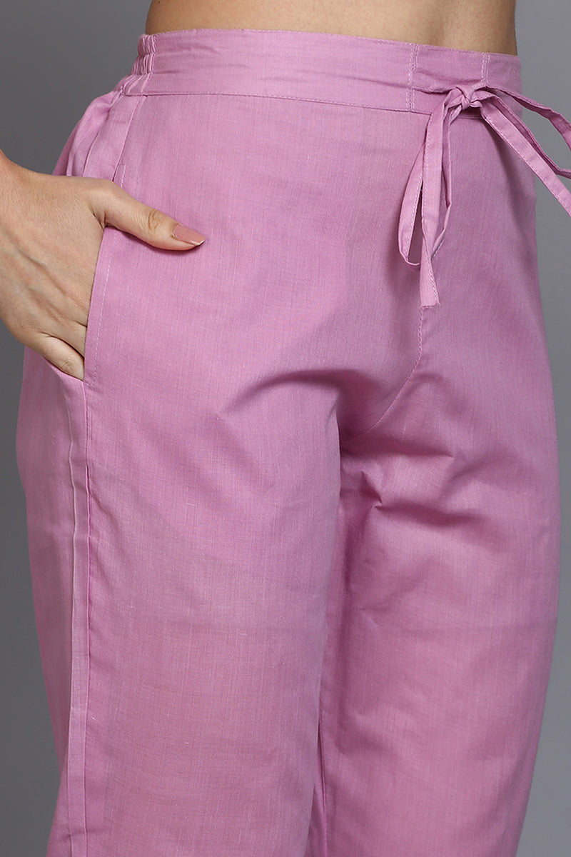 Pink Rayon Printed Suit Set VKSKD1913