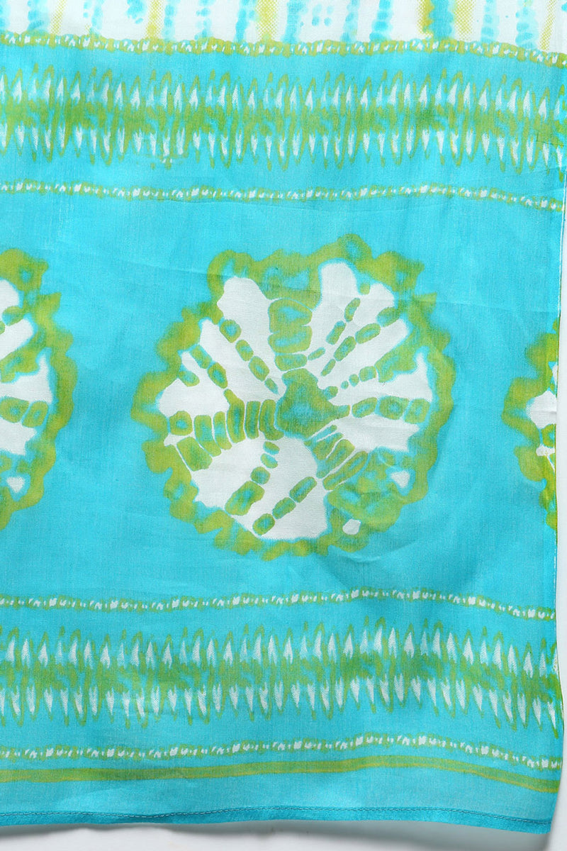 Cotton Blue Bandhani Printed Straight Kurta Pant With Dupatta VKSKD1925