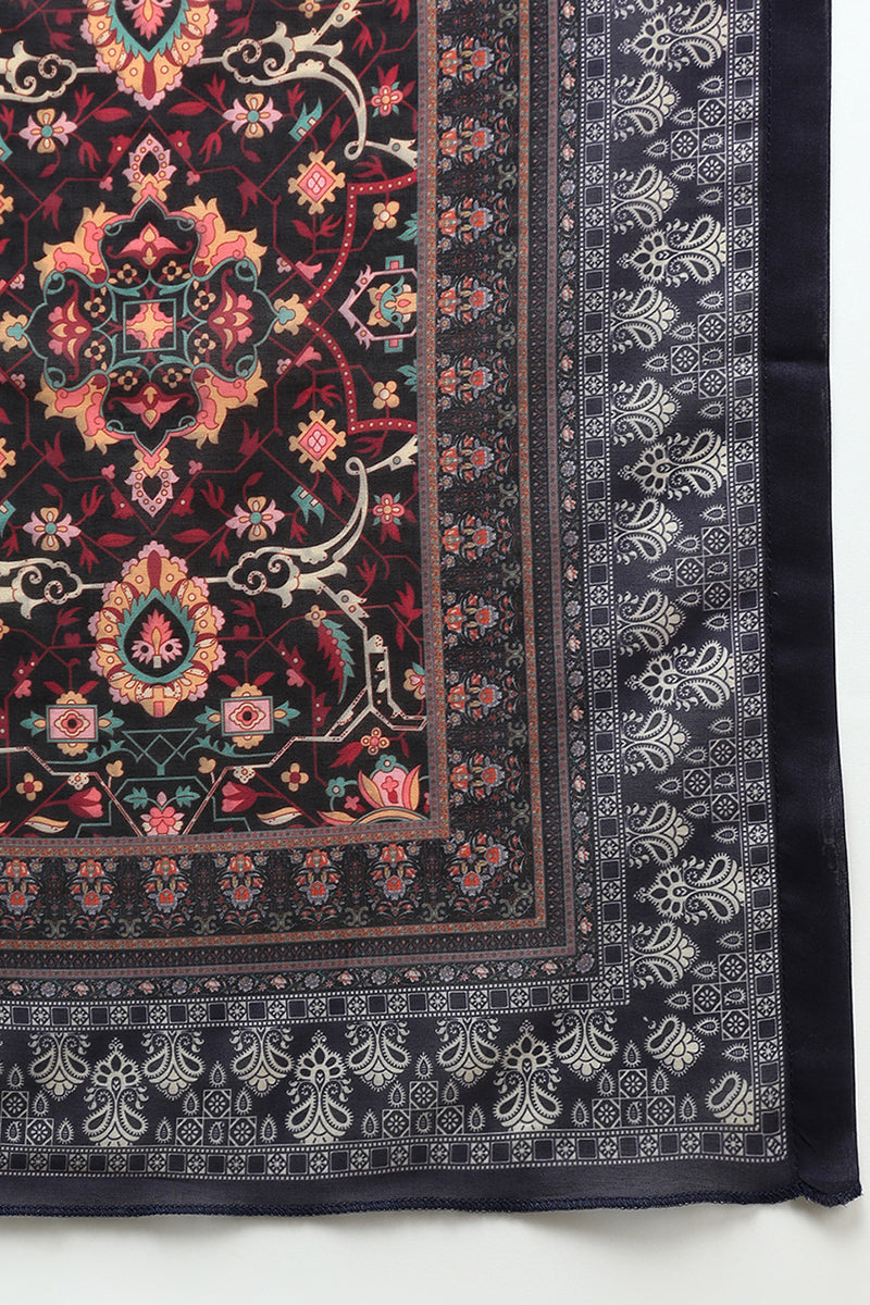 Navy Blue Pure Cotton Ethnic Motifs Straight Suit Set VKSKD1948