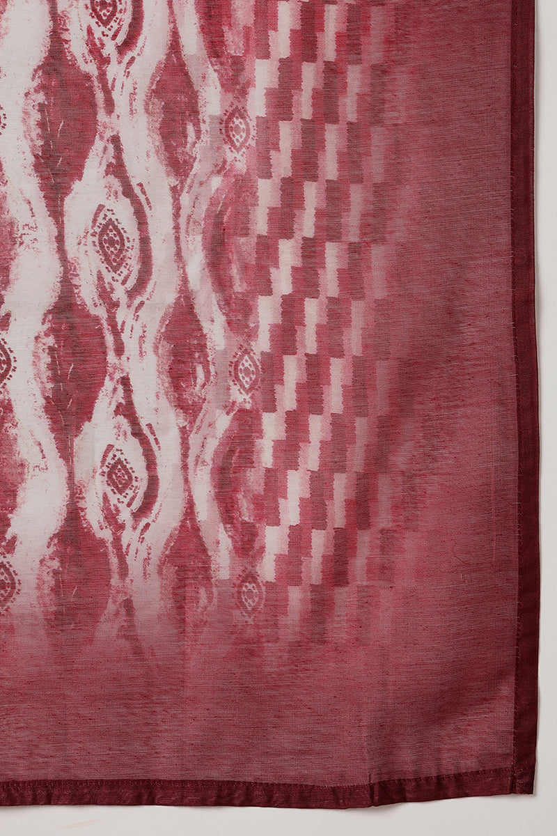 Maroon Silk Blend Printed Ethnic Motifs Yoke Design Suit Set VKSKD2043