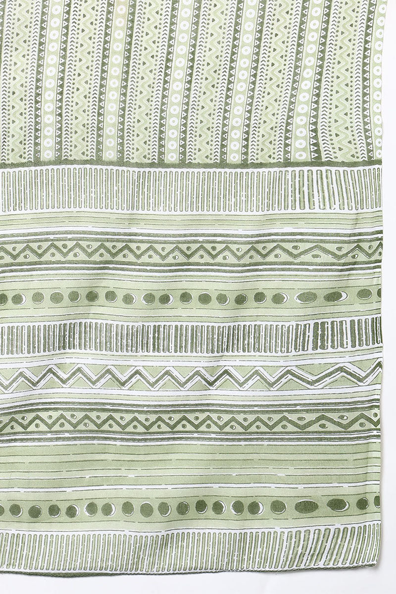 Green Pure Cotton Ethnic Motifs Printed Anarkali Suit Set VKSKD2054