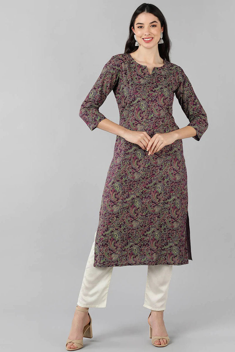 AHIKA Women Purple Ethnic Motifs Printed Kurtas