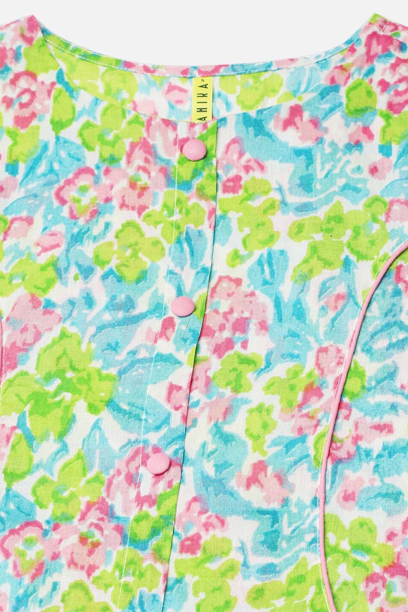 Multicoloured Floral Rayon Blend A-line shape Printed Kurta VCK1549