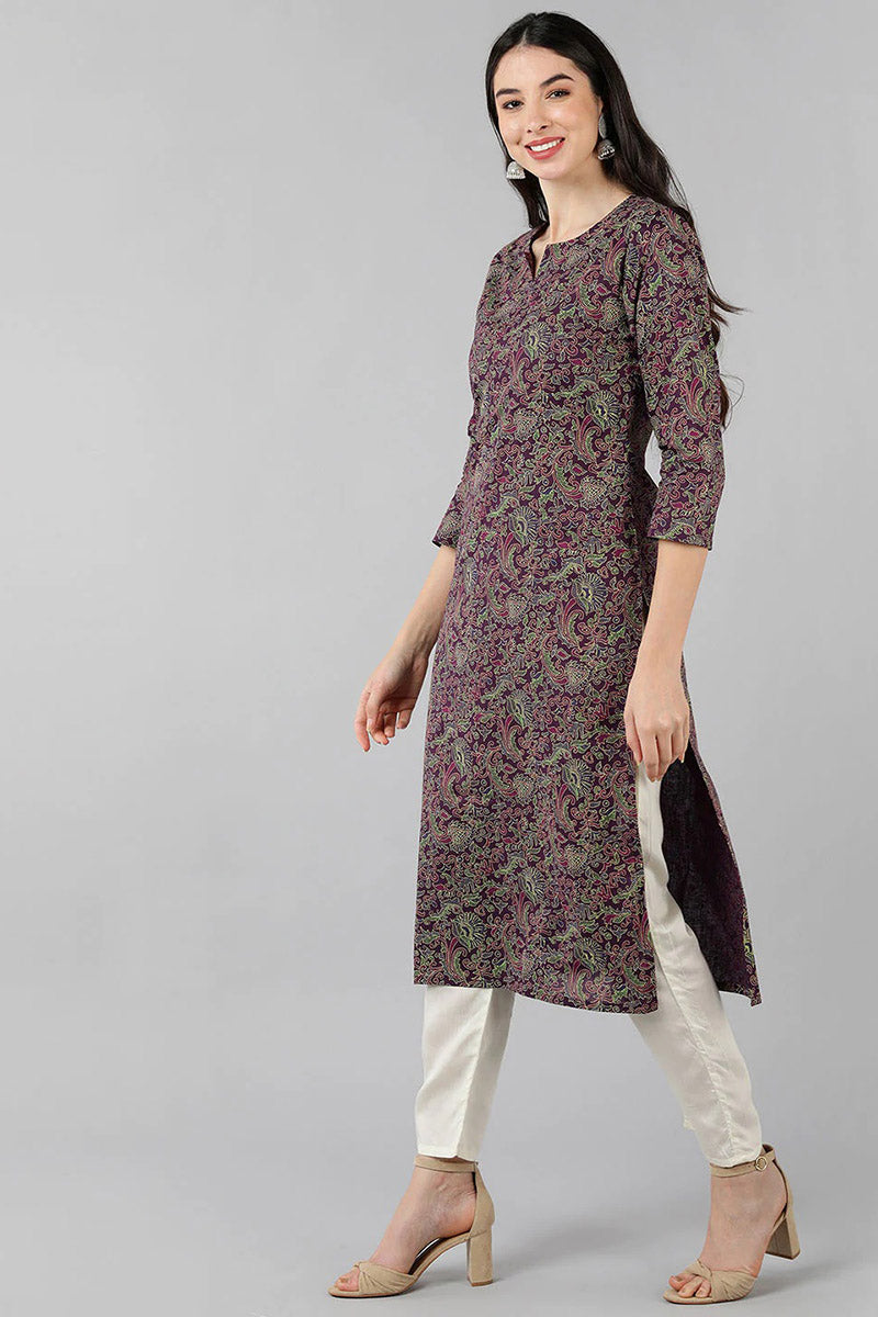 AHIKA Women Purple Ethnic Motifs Printed Kurtas