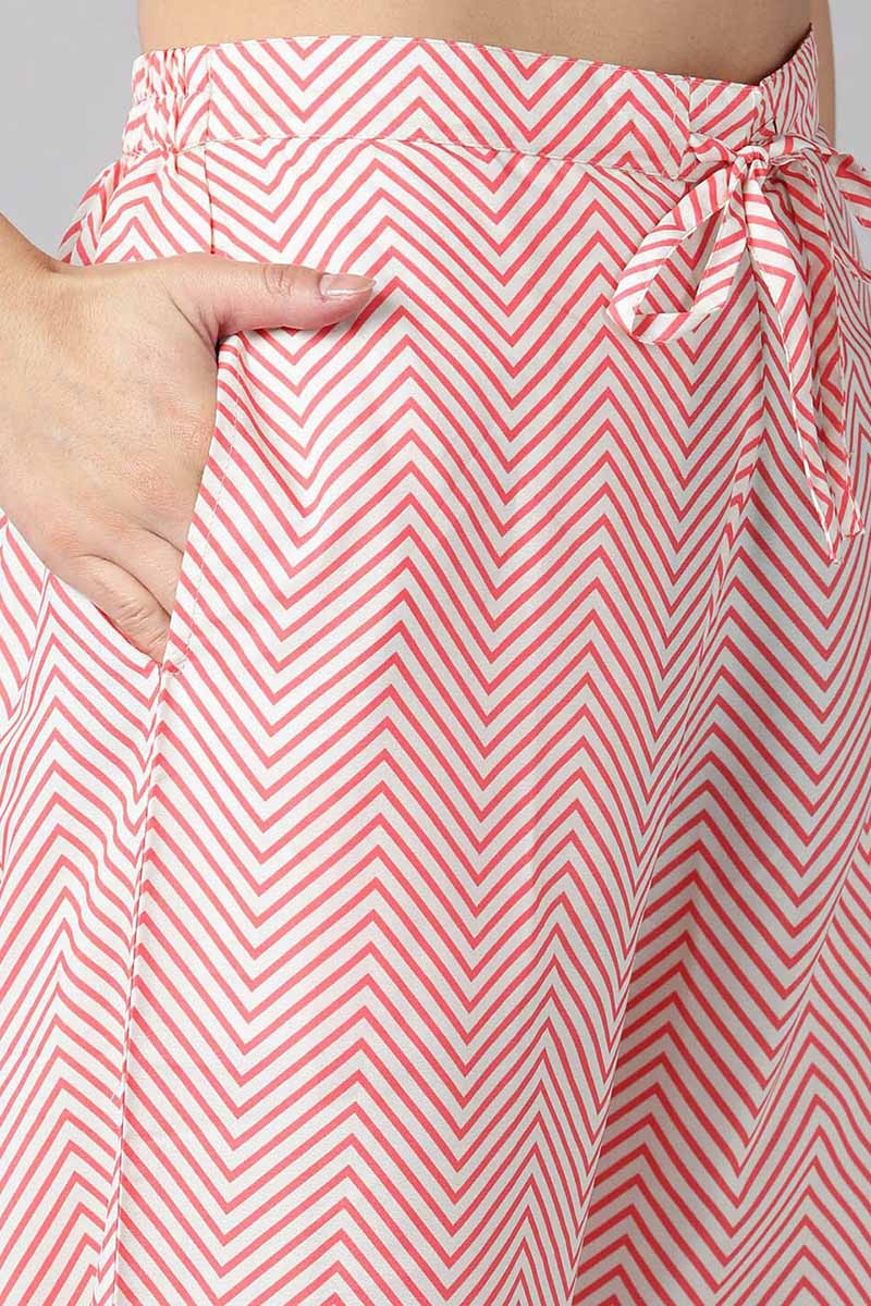 Peach Polyester Ethnic Motifs Straight Suit Set PKSKD1017