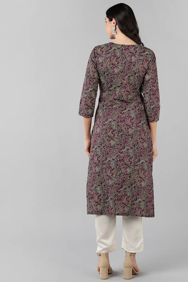AHIKA Women Purple Ethnic Motifs Printed Kurtas