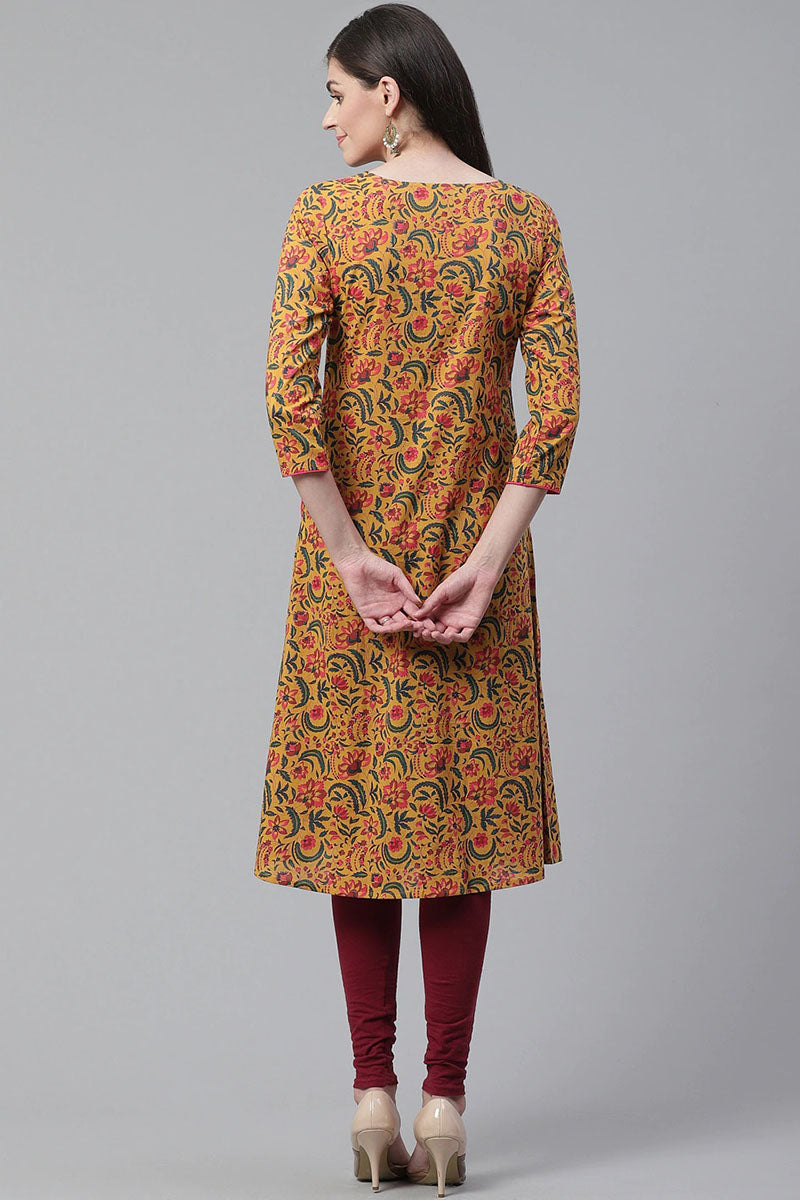 Women Cotton Trendy Festive Wear Orange Printed Kurti VCK1529