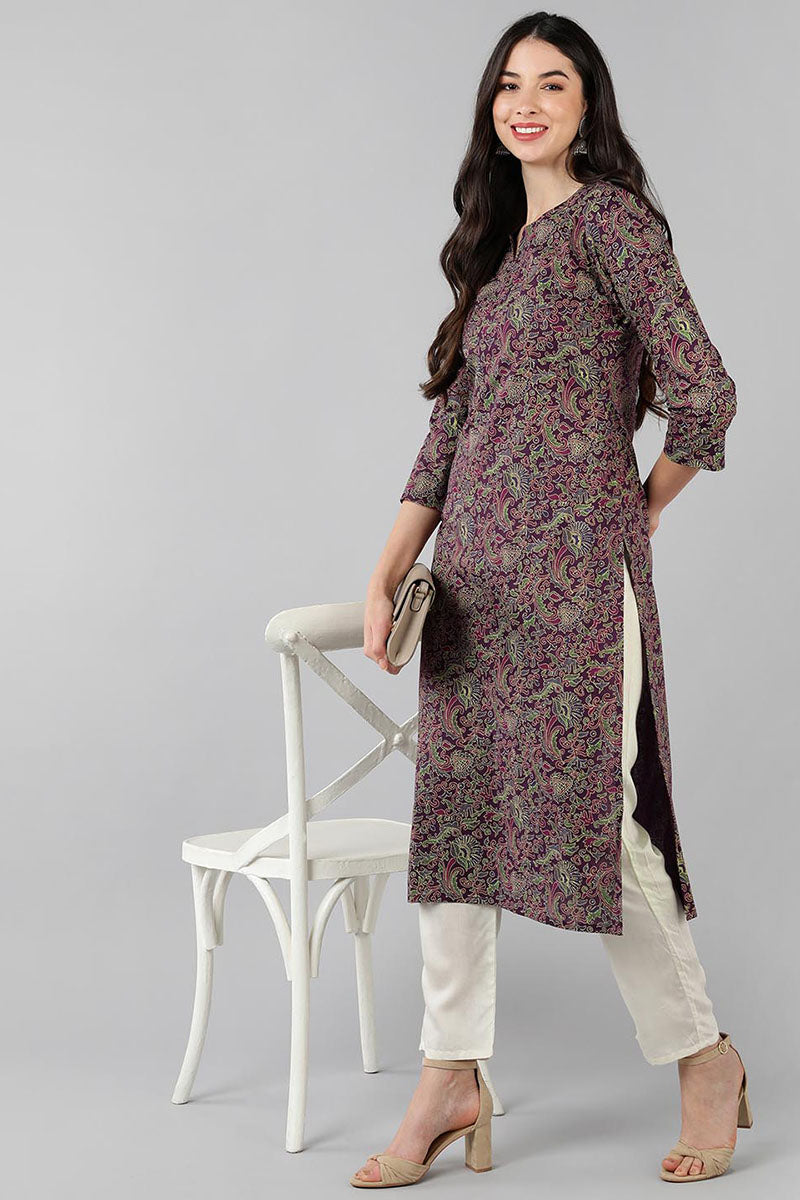 AHIKA Women Purple Ethnic Motifs Printed Kurtas