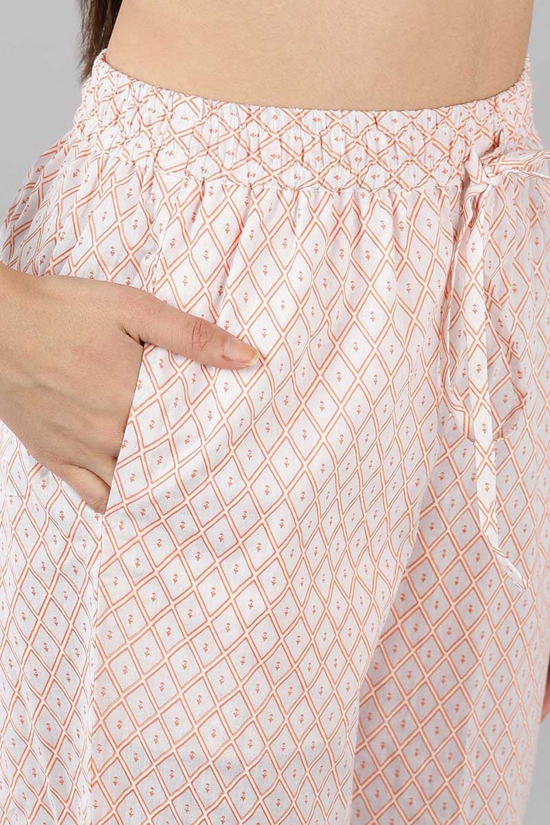 Pink Cotton Striped Night Suit VNWK1054