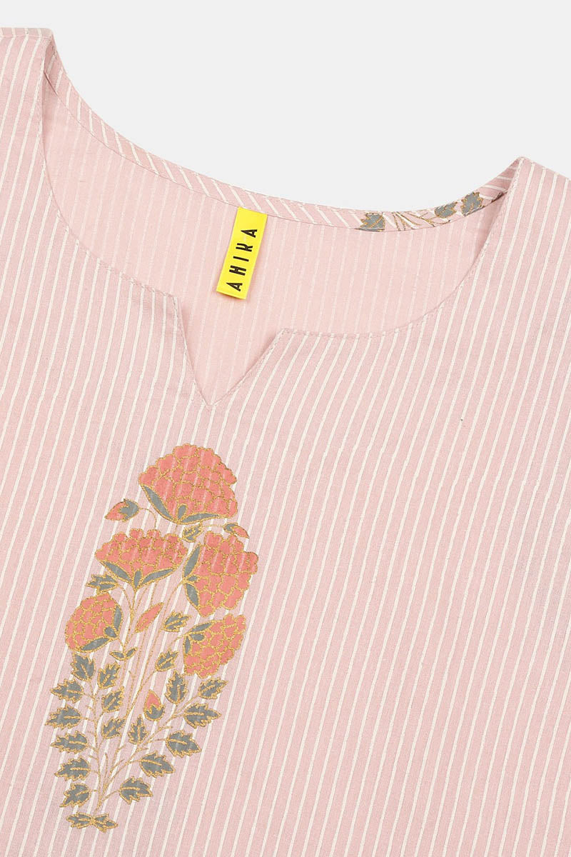 Pink Cotton Striped Night Suit VNWK1054