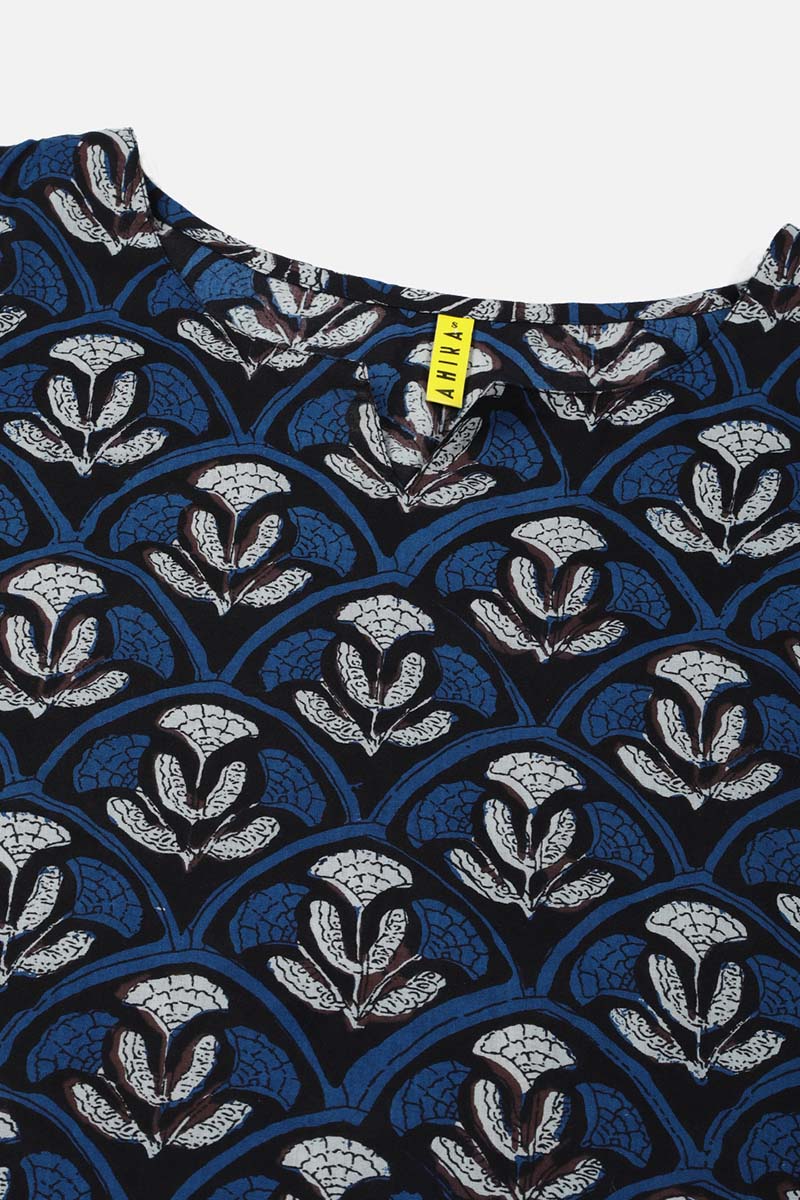 Navy Blue Rayon Blend Straight Kurta VCK8576