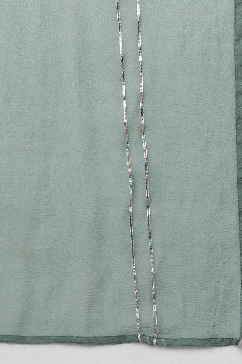 Teal Poly Silk Embroidered Kurta Trousers With Dupatta PKSKD1499