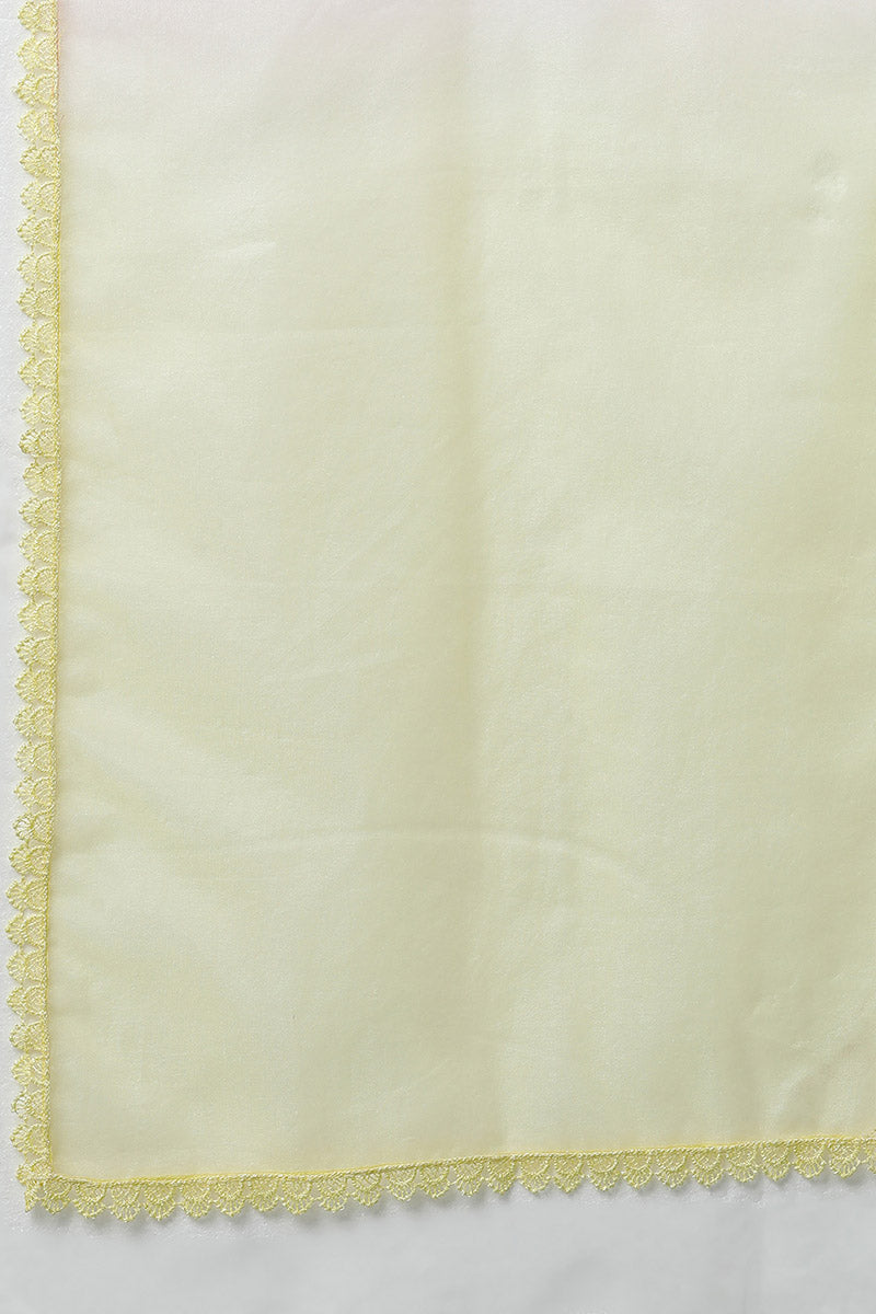 Ahika Women Yellow Poly Silk Embroidered Kurta Trousers With Dupatta