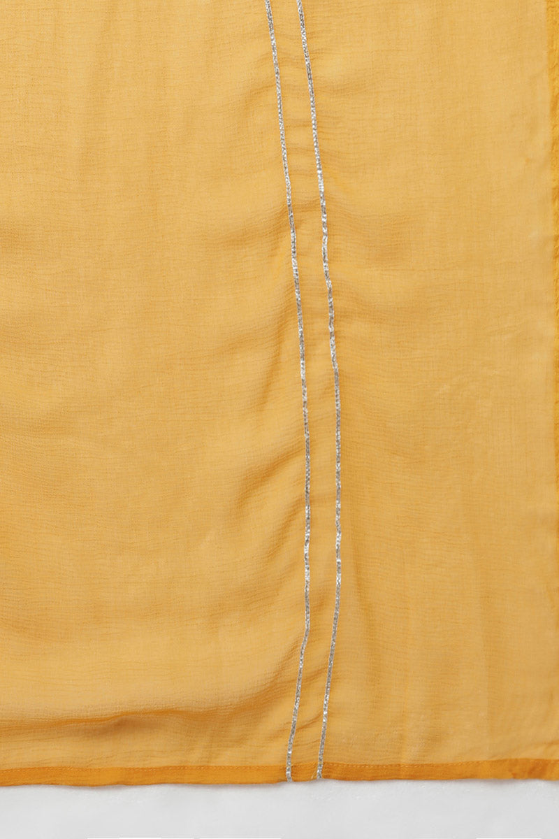 Ahika Women Mustard Poly Silk Embroidered Kurta Trousers With Dupatta