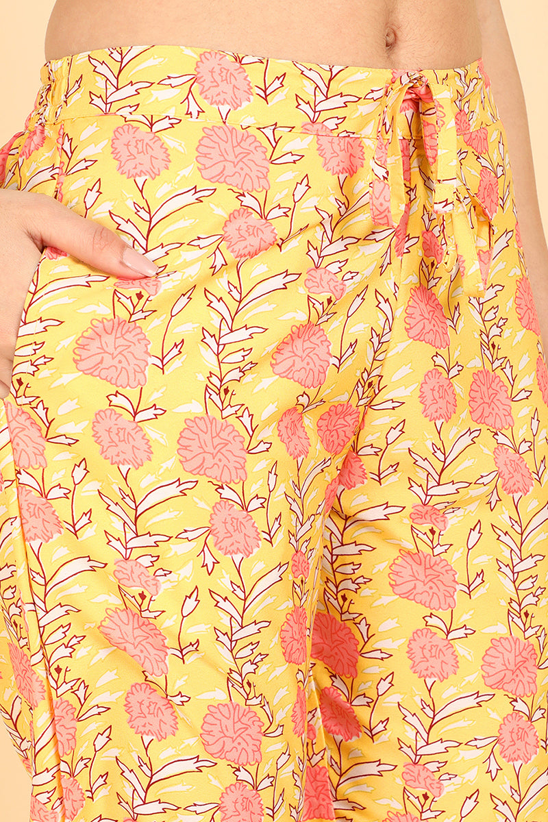 AHIKA Women Peach Printed Kurti Trousers With Dupatta