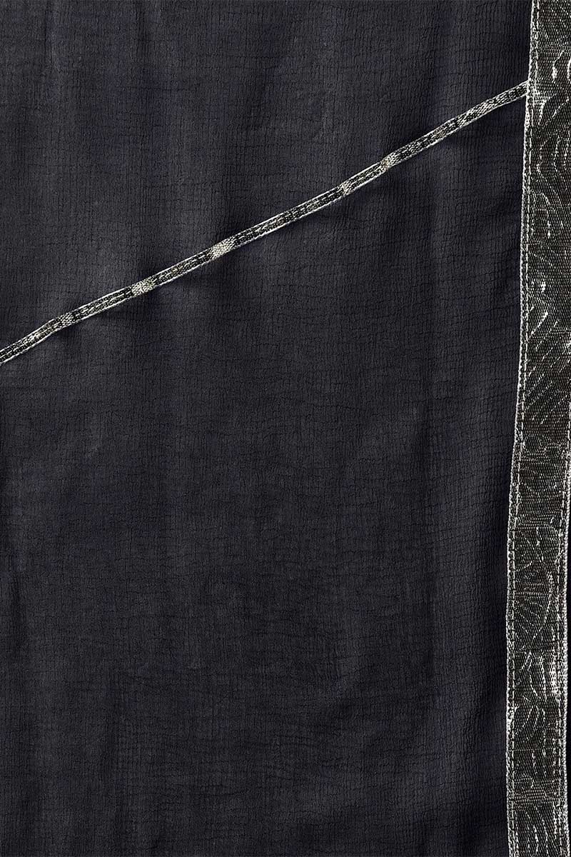 Navy Blue Polyester Straight Kurta Pant With Dupatta PKSKD1284