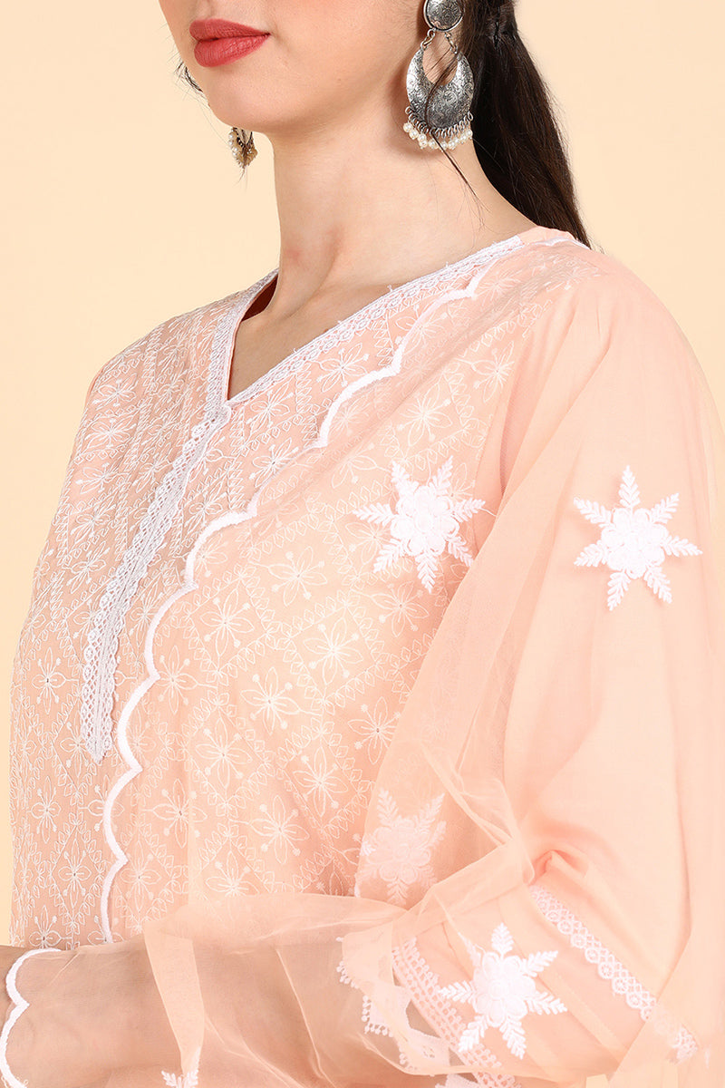 Orange Printed Kurta Sharara With Dupatta PKSKD1406