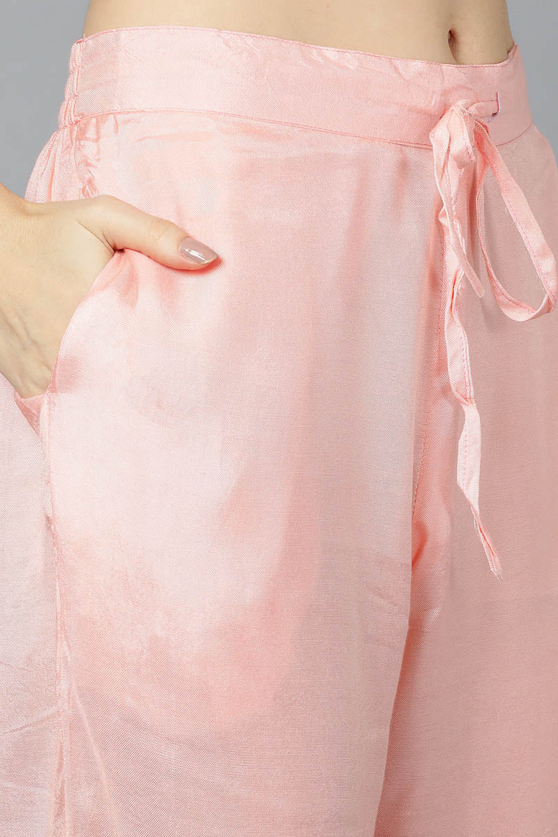 Peach Poly Georgette Straight Kurta Pant With Dupatta Set PKSKD1459