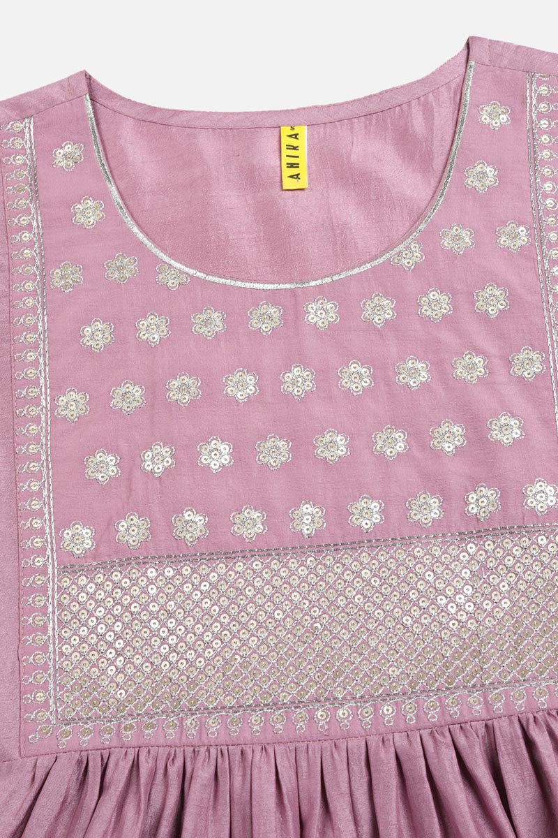 Lavender Silk Blend Solid Straight Kurta Trousers With Dupatta PKSKD1722