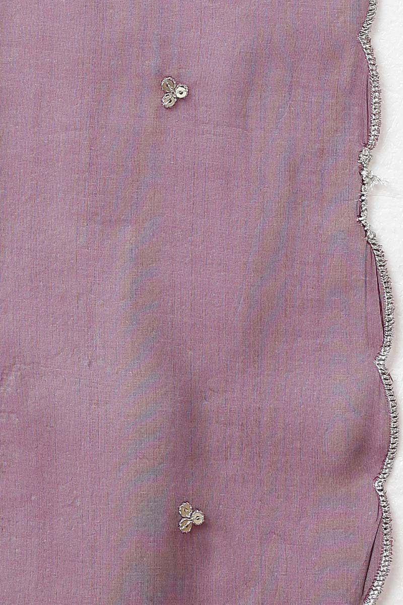 Purple Silk Blend Solid Straight Kurta Trousers With Dupatta PKSKD1723