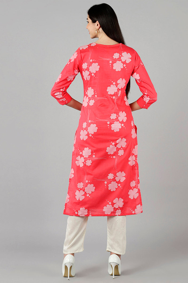 AHIKA Women Pink Floral Kurtas