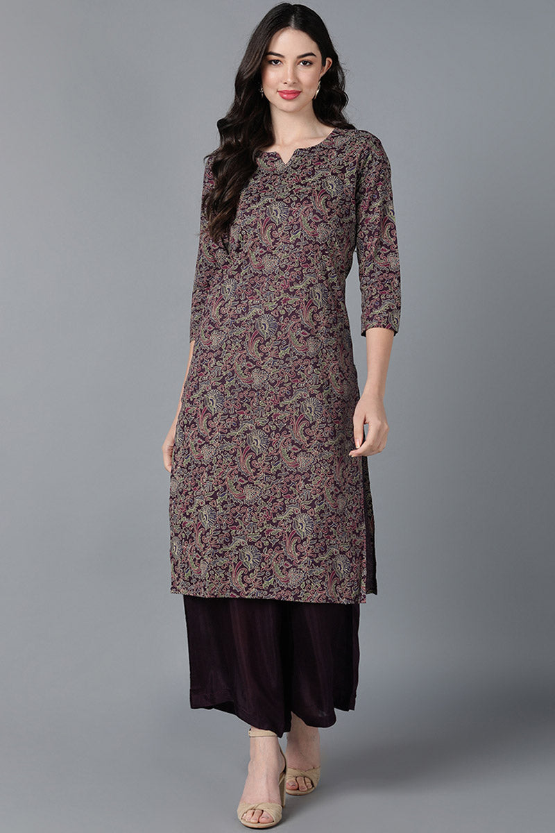 Purple Cotton Printed Kurtas VCK8567