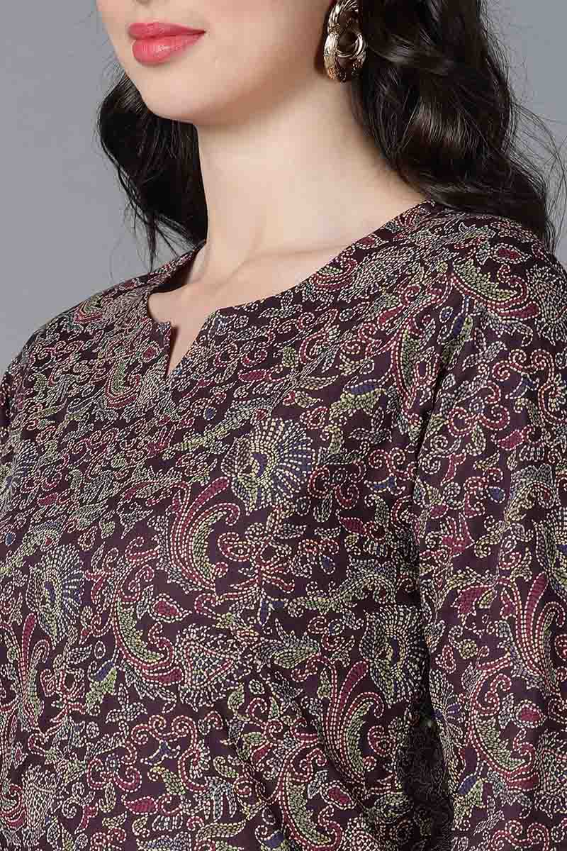 Purple Cotton Printed Kurtas VCK8567