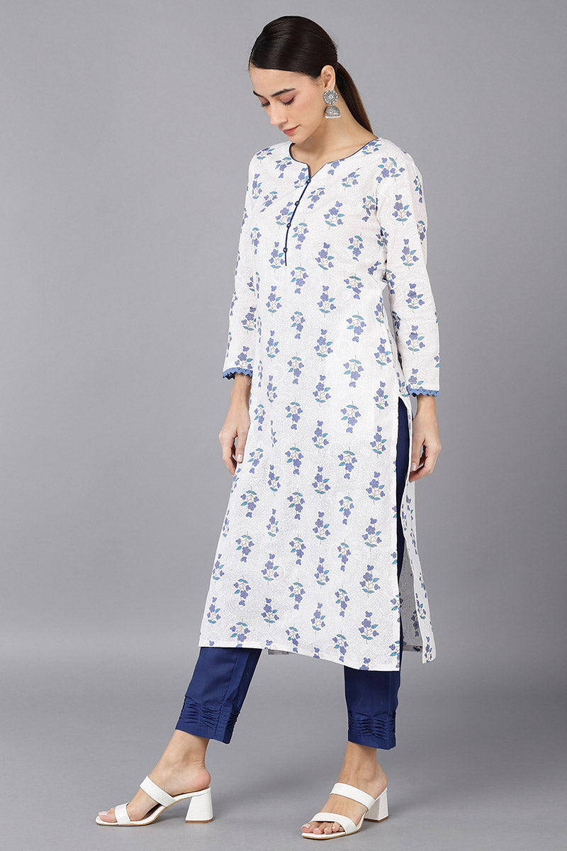 White Cotton Straight Kurta VCK8651