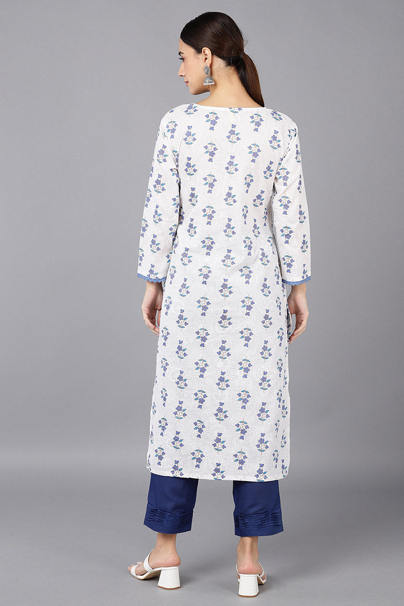 White Cotton Straight Kurta VCK8651